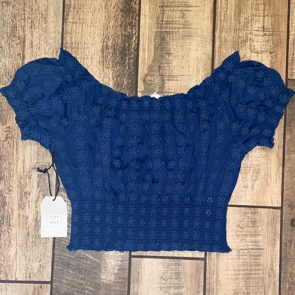 Cleo + Wolf Women's Blue Off-Shoulder Top 🆕